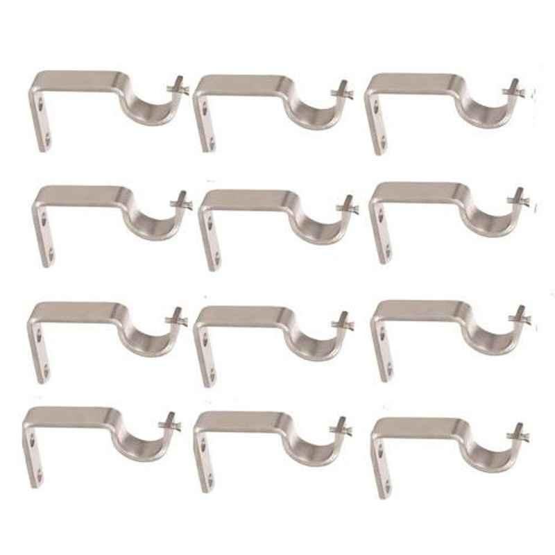 Nixnine 3x1.2cm Stainless Steel Fancy Silver Curtain Rod Support, SS_A-926_12PS (Pack of 12)