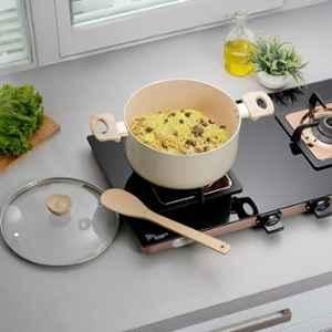 Cookaid Neo Glide 2.8 Litre 20cm Aluminium Cream Non Stick PTFE Coated Casserole with Glass Lid, CKD-NS-CS20-18