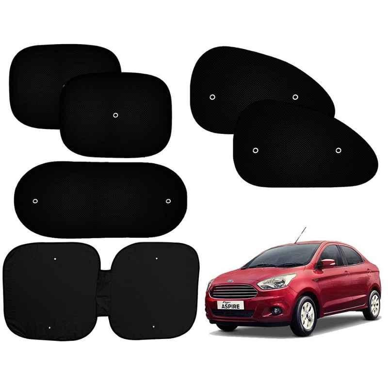 Auto Pearl 6 Pcs PVC & Mesh Black Window, Front & Rear Sun Shade Set for Ford Figo Aspire