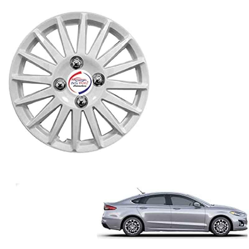 Auto Pearl 4 Pcs 15 inch ABS Camry Silver Press Type Hubcap Wheel Cover Set with Retention Ring for Ford Fusion