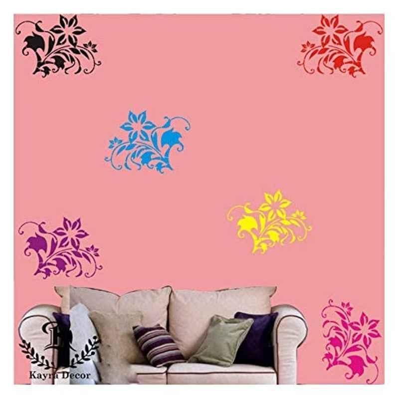 Kayra Decor 16x24 inch PVC Swirl Floral Wall Design Stencil, KHS365