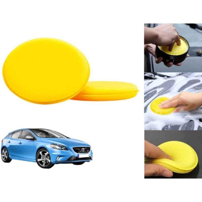 Auto Pearl Polyurethane Beige Washing & Waxing Polish Foam Sponge for VolvoV40 (Pack of 2)