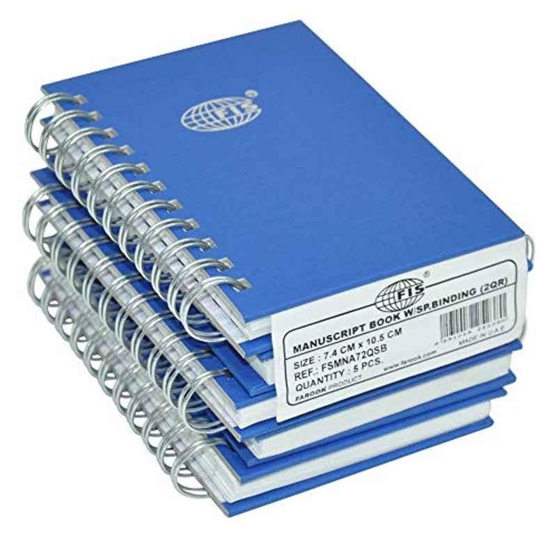 FIS 5 Pcs A7 96 Sheets Manuscript Spiral Notebook Set, FSMNA72QSB