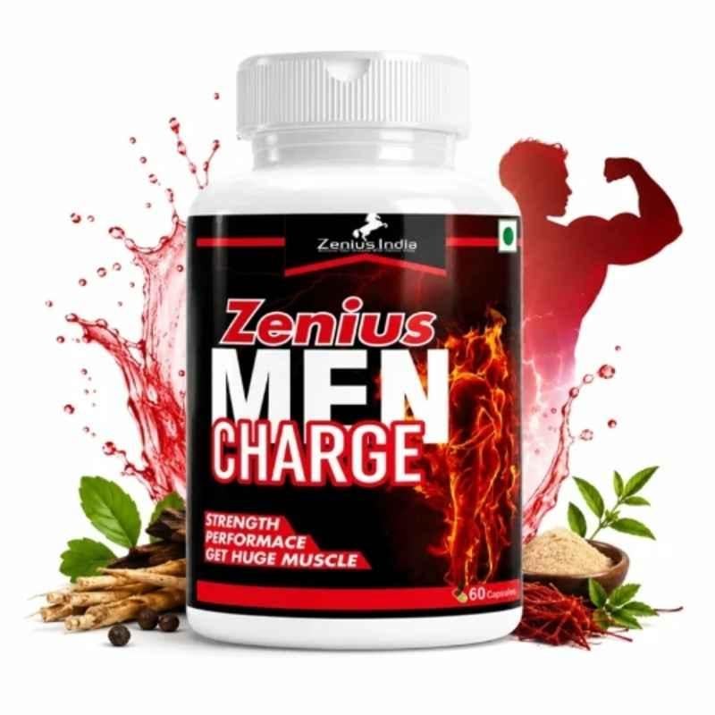 Zenius India 60 Pcs Men Charge Capsule with Ashwagandha, Akarkara, Safed Musli & Kali Tulsi Beej for Supports Muscle Growth, Enhances Performance & Endurance