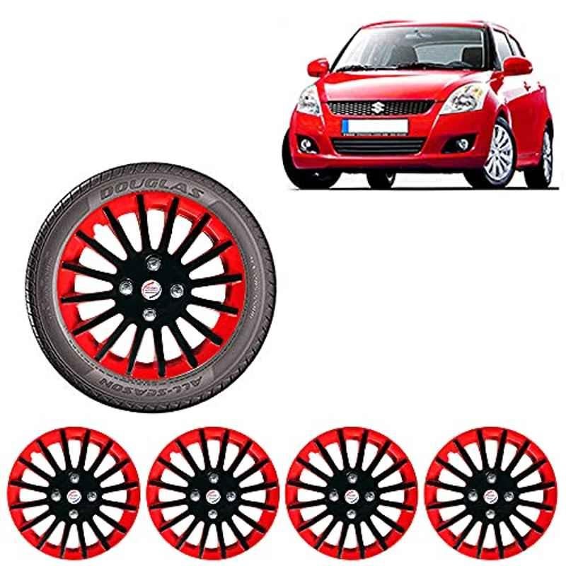 Auto Pearl 4 Pcs 14 inch ABS Red & Black Car Wheel Cover Set for Maruti Suzuki Swift Dzire Type2