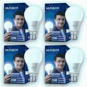 Magik Grande 15W 6500K B22 Cool White LED Bulb (Pack of 4), LUGR015CP4172E4