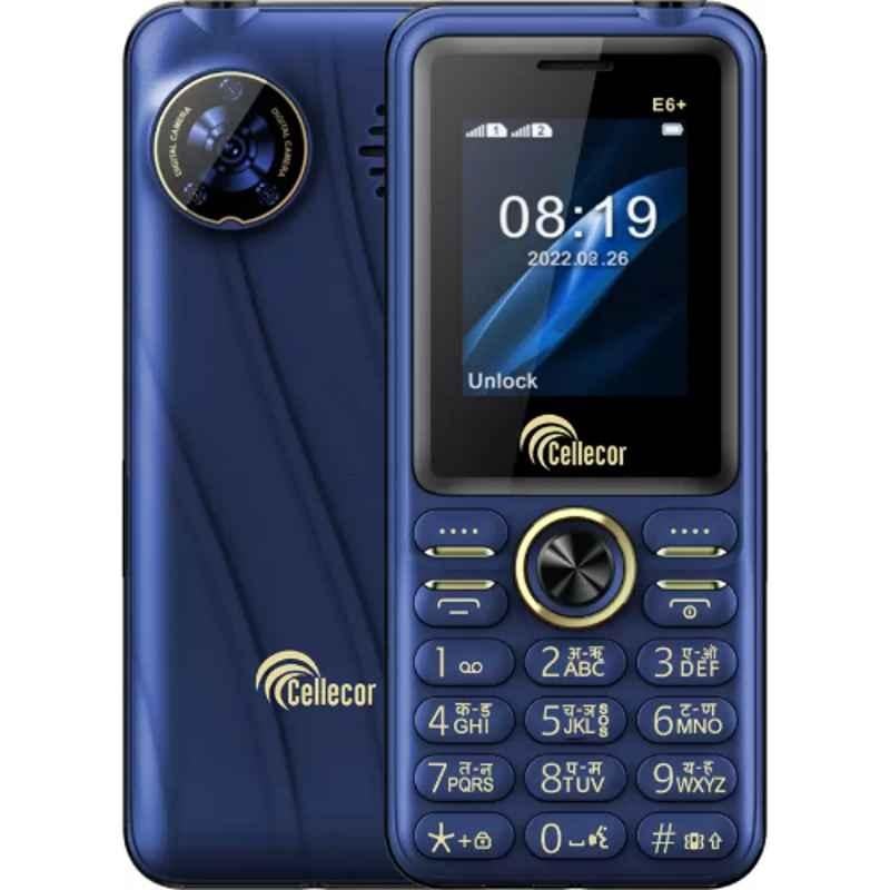 Cellecor E6+ 32GB/32GB 1.8 inch Blue Dual Sim Feature Phone with Torch Light & FM