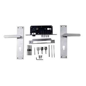 Voltizi ‎Stainless Steel ‎Matt Finish Mortise Bedroom Door Lock Set with 4 Latches, Both Side Key Cylinder & Pull Handle, MG304