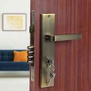 Voltizi 10 inch Stainless Steel 304 Antique Brass Finish Cylindrical Plate Mortise Door Lock Handle Set, LB-303