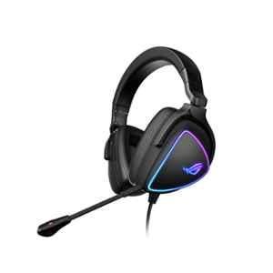 Asus ROG-DELTA-S Faux Leather Black Over Ear Wired Headphone with Mic