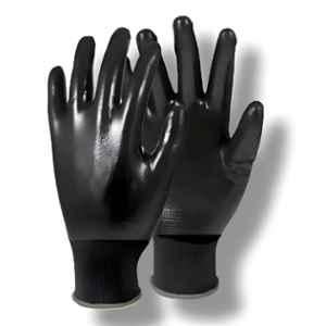 Swavind 10 inch Nylon Black Nitrile Coated Hand Safety Gloves, Size: Free (Pack of 60)