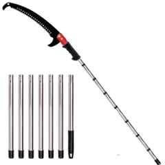 Fieldstar 3-12ft Stainless Steel Manual Pruning Saw with Extendable Telescopic Pole & Carbon Steel Blade for High Branch, Palm & Shrub Trimming