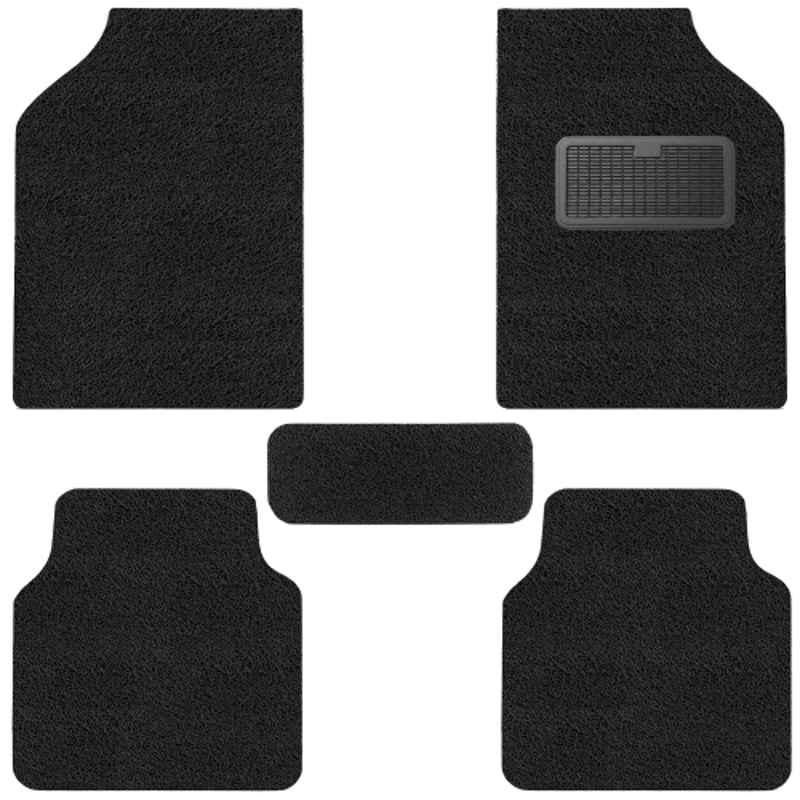 Kingsway 5 Pcs Noodle Grass Anti-Slip PVC Black Car Floor Mat Set for All Cars
