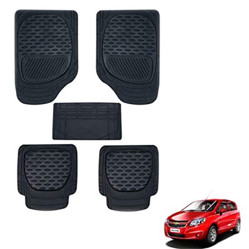 Kozdiko 6255TW 5 Pcs PVC & Rubber Black Car Mat Set for Chevrolet Sail UVA