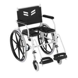 Frido Prime 42.5x27x34.8 inch White Fully Waterproof & Rustproof Self Propelled Shower Commode Wheelchair, FPS005