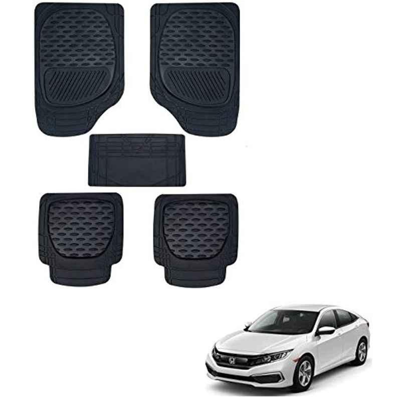 Kozdiko 6255 5 Pcs Rubber & PVC Black Heavy Car Foot Mat Set for Honda Civic 2019