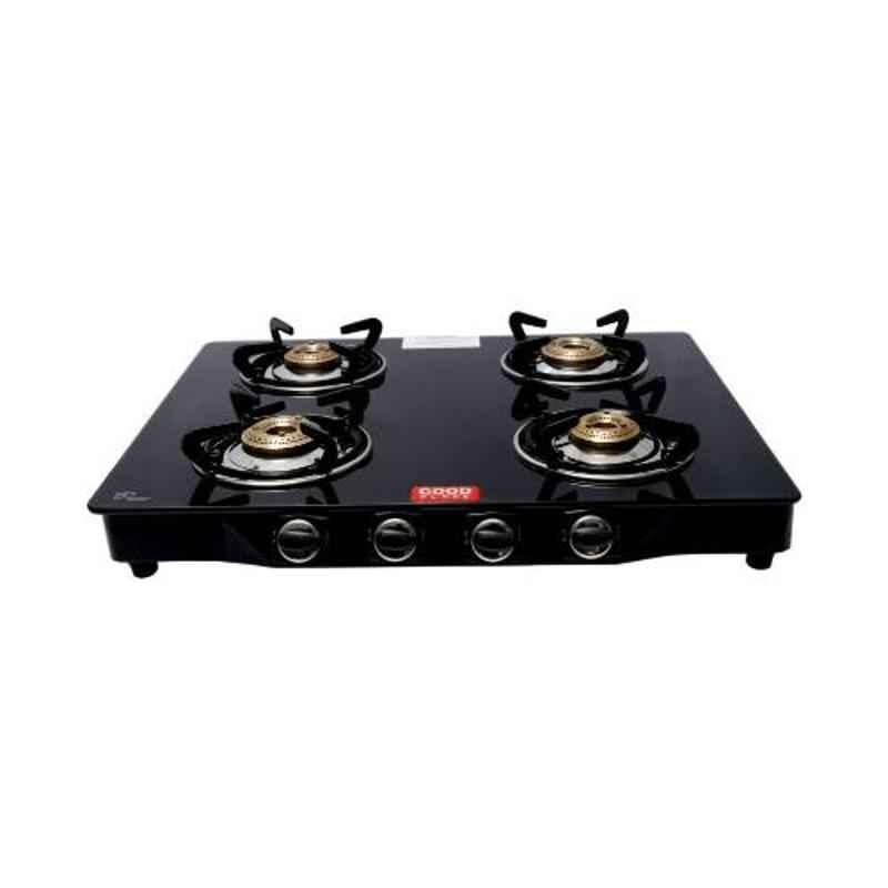 Good Flame Bk Max 4 Burners Manual Ignition Glass Gas Stove with ISI Quality Mark & 1 Year Warranty, GF065