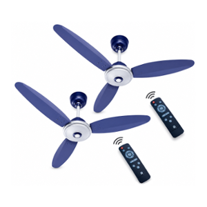 Activa Gracia 28W 390rpm 3 Blade Silver Blue BLDC Ceiling Fan with Remote & 5 Years Warranty, Sweep: 1200 mm (Pack of 2)