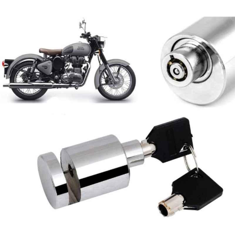 Auto Pearl Stainless Steel Silver Heavy Duty Anti Theft Motorcycle Disc Brake Lock, Lock-374