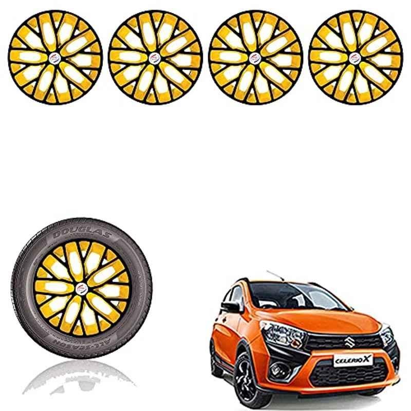 Auto Pearl 14 inch ABS Black & Yellow Press Type Car Hub Cap Wheel Cover for Celerio X