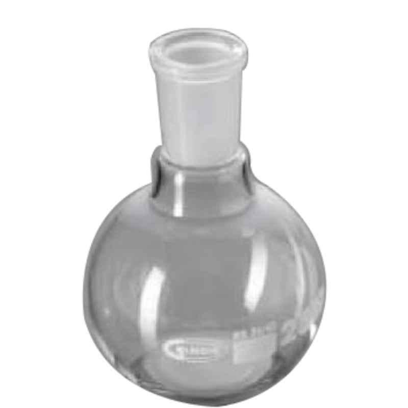 Glassco 125ml White Printing 3.3 Boro Glass Boiling & Flat Bottom Flask with Joint, 058.202.58A (Pack of 2)