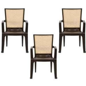 Nilkamal 2226 SRB Plastic Brown Outdoor Chair, (Pack of 3)