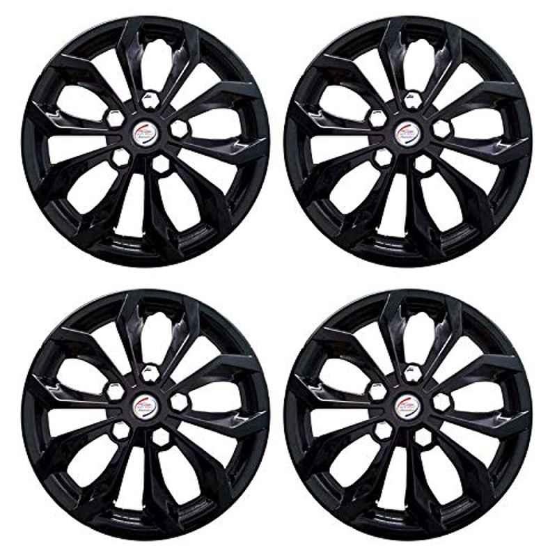 Auto Pearl 4 Pcs 13 inch Silver & Black Press Fitting Wheel Cover Set for All Cars