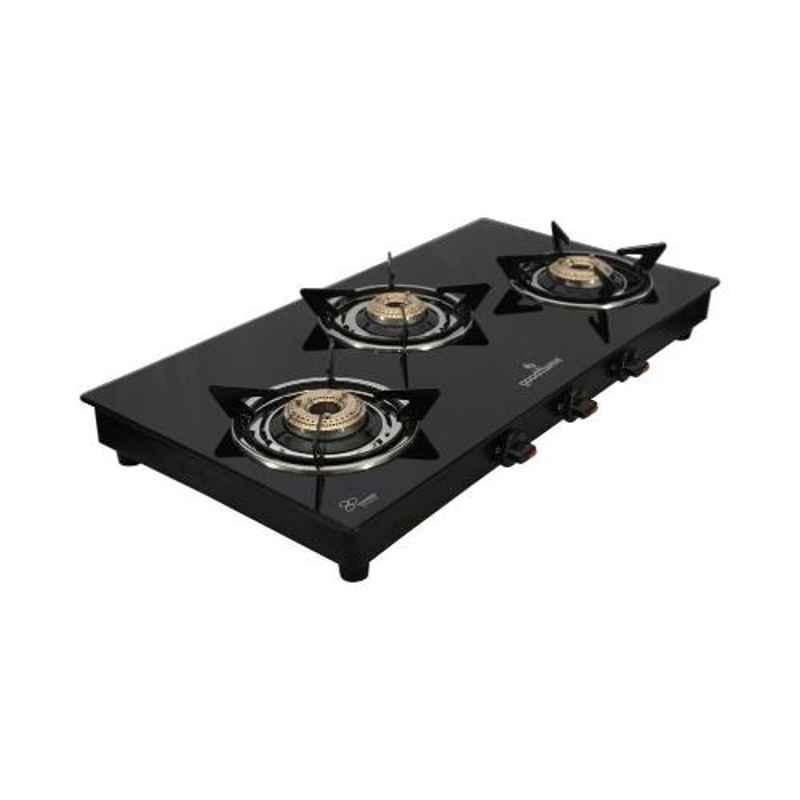 Good Flame Kwid 3 Burners Manual Ignition Glass Gas Stove, GF0072