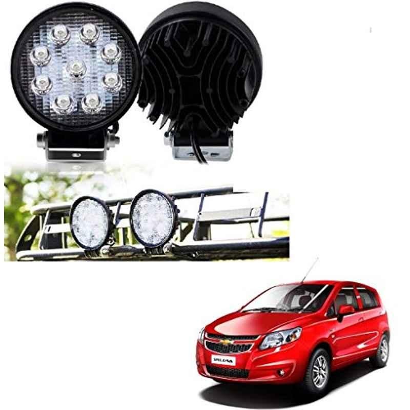 Kozdiko 2 Pcs 27W 4 inch 9 LED Waterproof Round White Fog Light Set with Mounting Brackets for Chevrolet Sail UVA, kozd_19966