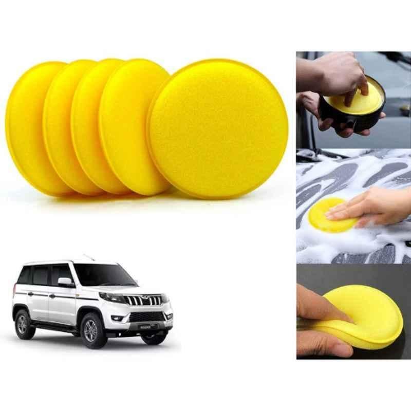 Auto Pearl Polyurethane Beige Washing & Waxing Polish Foam Sponge for Bolero Neo 2021 (Pack of 5)