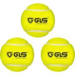 GLS Rubber Yellow Lightweight & High-Bounce Cricket Tennis Ball (Pack of 3)