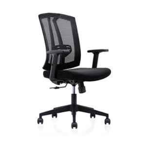 Smart Office Furniture Black Medium Back Office Executive Chair with Three Position Lock Mechanism, SMOF-163BLP