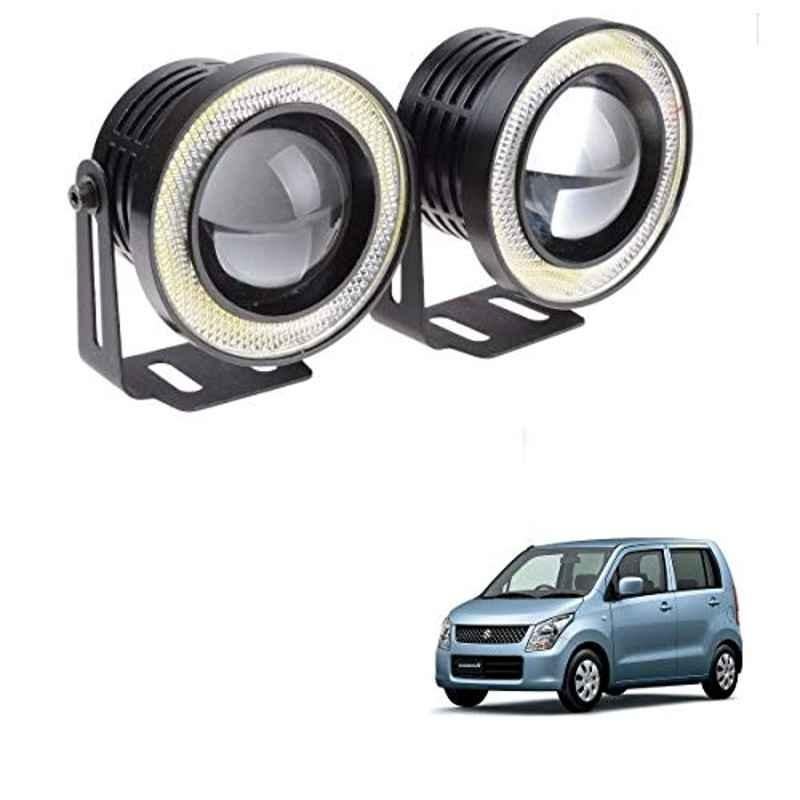 Kozdiko 2 Pcs 15W 3.5 inch High Power White LED Projector COB Fog Light Set with White Angel Eye Ring for Maruti Suzuki WagonR Type-2(2010-Present), koz_89341
