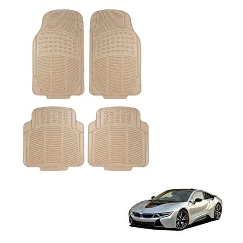 Kozdiko 4 Pcs Rubber Beige Car Simple Floor Mat Set for BMW I8