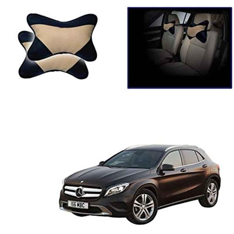 Kozdiko 2 Pcs Memory Foam Beige & Black Car Neck Rest Cushion Pillow Set for Mercedes Benz GLA-Class