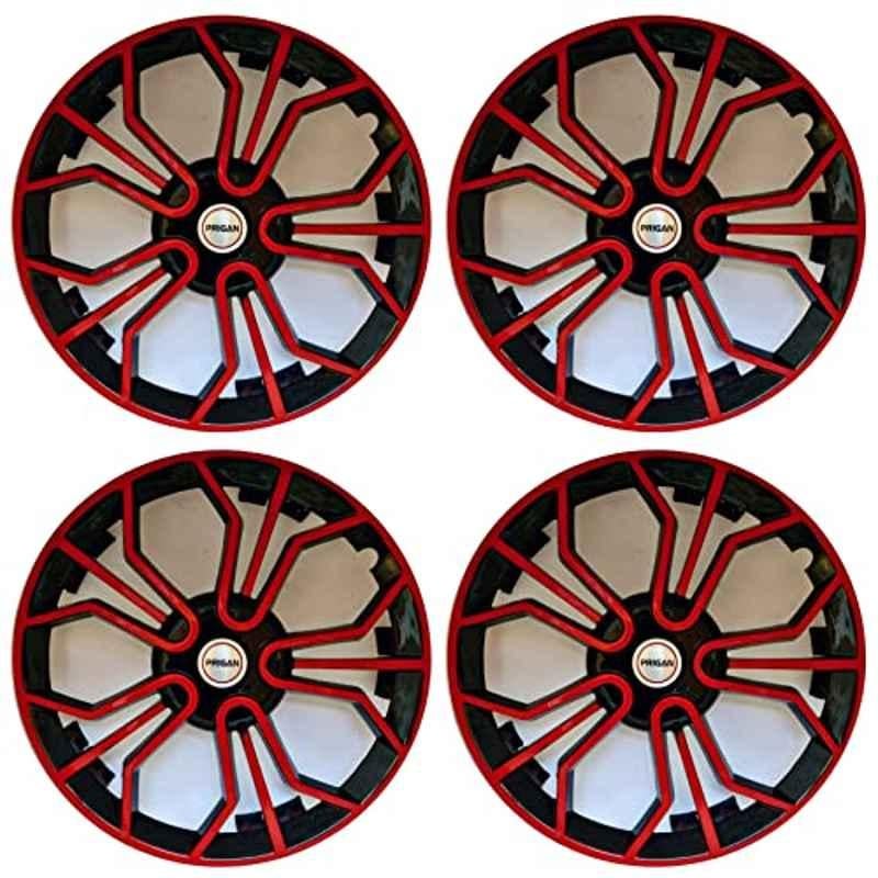 Prigan 4 Pcs 14 inch Polypropylene Black & Red Wheel Cover Set for Tata Indigo, Magic Black Red 14