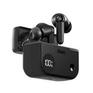 Foxin FoxBuds F1 ANC Shadow Black True Wireless Bluetooth Earbuds with 50hrs Playtime, Low Latency, Digital Display, Dual Pairing & Quad Mic ENC