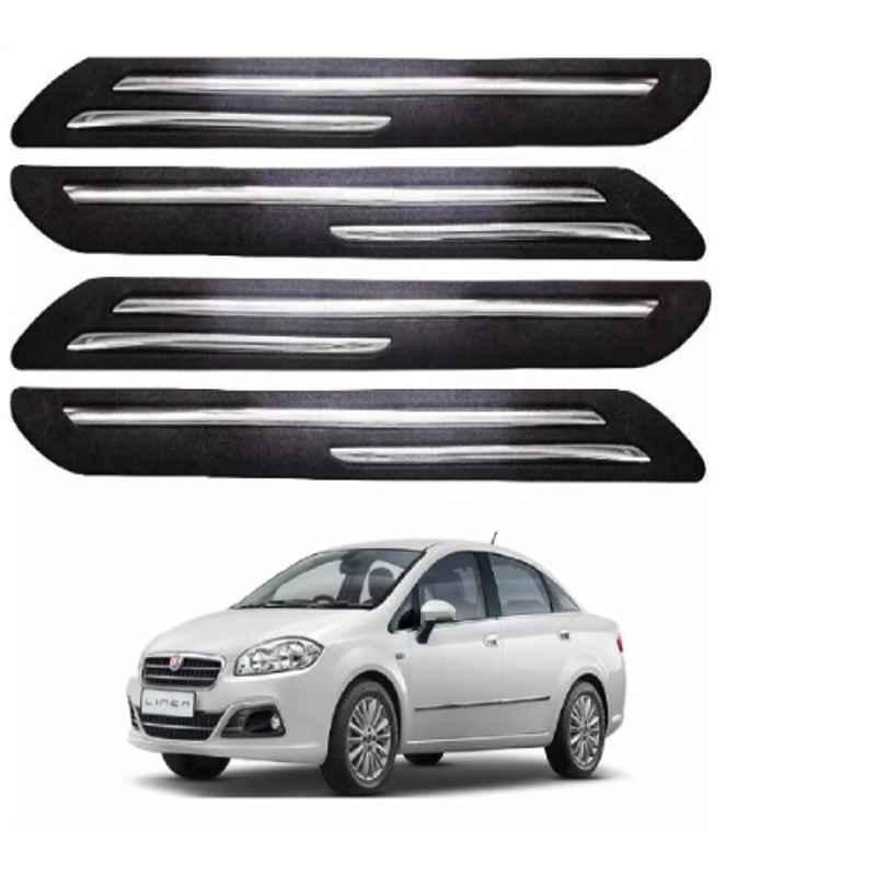 Sca Rubber Car Side Bumper Protector Guard with Double Chrome Strip for Fiat Linea Old Model Black Set Of 4, SCA-ZXVCT9