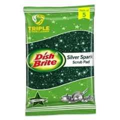 Dish Brite Silver Sparks Green Scrub Pad for Utensil Cleaning (Pack of 5)