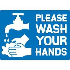 Color World Express Vinyl Self Adhesive Please Wash Your Hand Warning Signage Sticker with Both Side Laminated