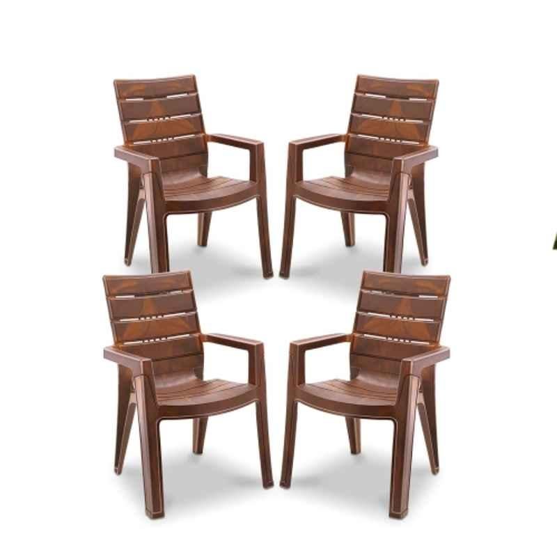 Maharaja Crown 600x630x890mm Plastic Teakwood Armrest Chair (Pack of 4)