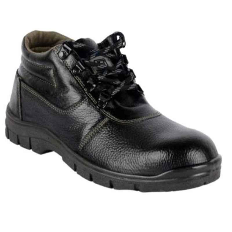 Target Leather Steel Toe High Ankle Black Safety Shoes, Size: 8
