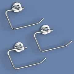 Plantex Stainless Steel Towel Holder for Bathroom/Napkin Hanger for Washbasin/Hand Towel Ring/Bathroom Accessories Chrome (Pack of 3)