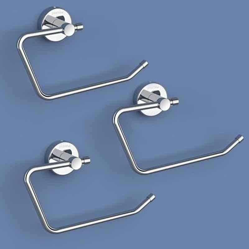 Plantex Stainless Steel Towel Holder for Bathroom/Napkin Hanger for Washbasin/Hand Towel Ring/Bathroom Accessories Chrome (Pack of 3)