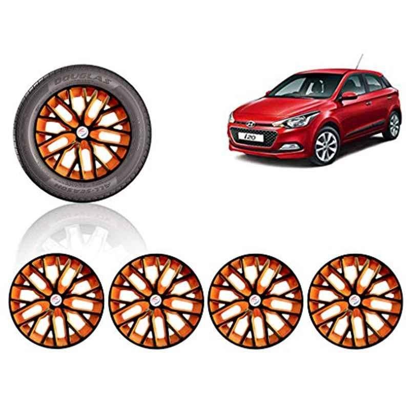 Auto Pearl 4 Pcs 14 inch ABS Black & Orange Car Wheel Cover Set for Hyundai i20 Elite