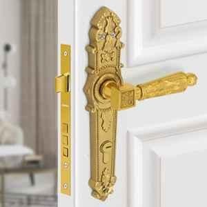 Plantex Gold Main Door Lock Handle Set/6-Lever Lock Mechanism with 3 Years of Warranty/Mortise Door Lock with 3 Keys, Brass Lockbody & Cylinder, 657