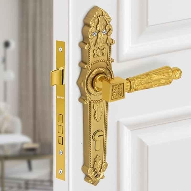 Plantex Gold Main Door Lock Handle Set/6-Lever Lock Mechanism with 3 Years of Warranty/Mortise Door Lock with 3 Keys, Brass Lockbody & Cylinder, 657