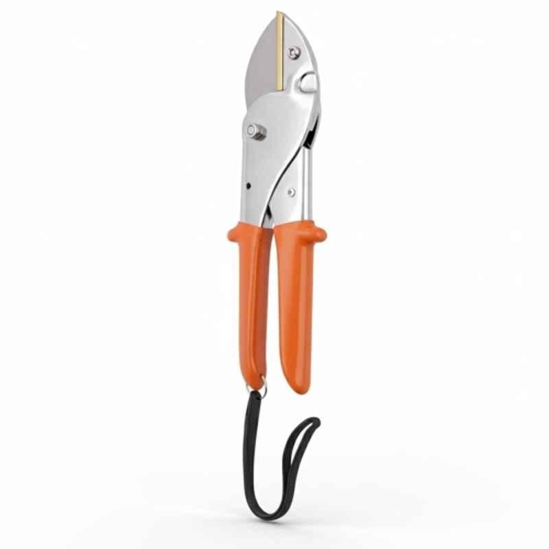 OUTO 25cm Stainless Steel Orange Anvil Pruning Shear with PVC Grip & Safety Lock Mechanism for Indoor Outdoor Gardening
