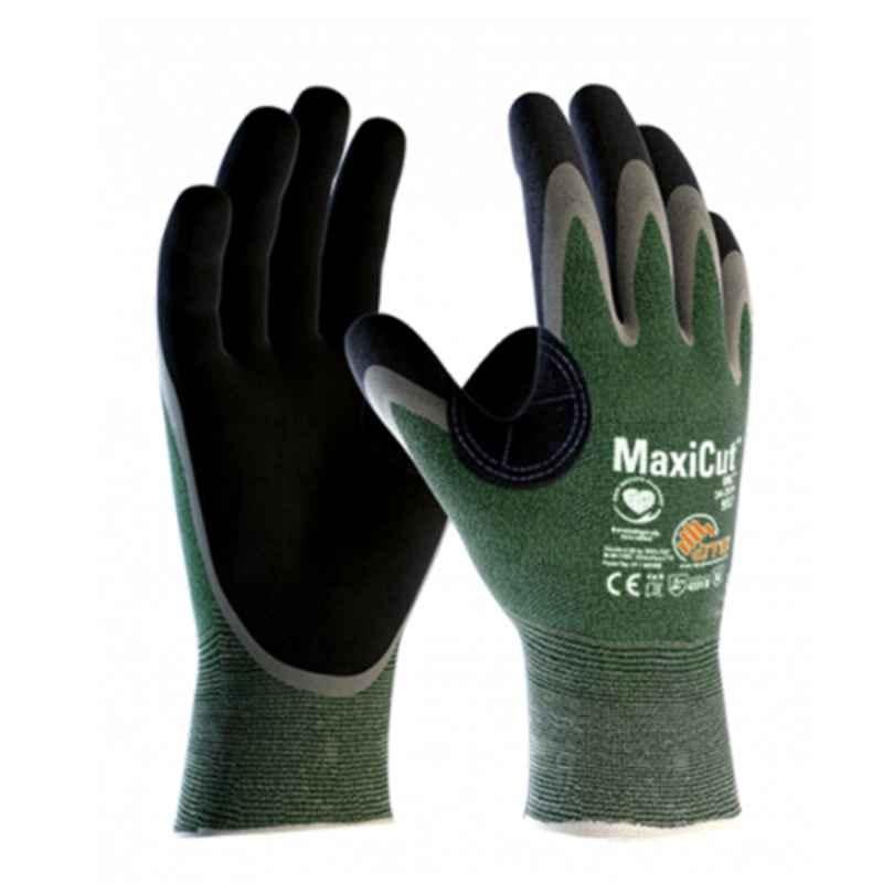 ATG MaxiCut Oil 34-304 Micro Foam Nitrile Coated Green & Black Safety Gloves, Size: XL