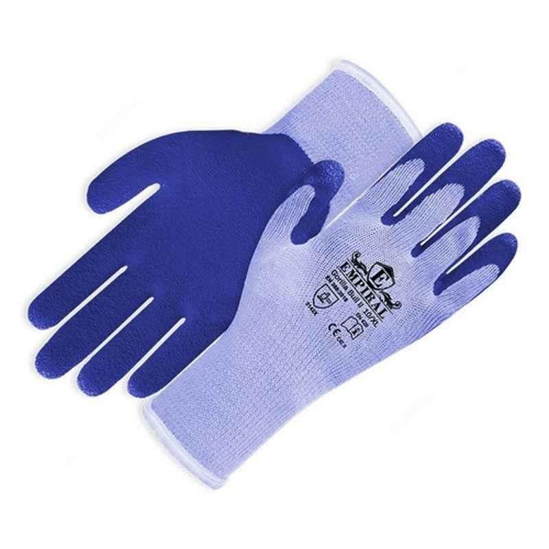 Empiral Gorilla Bull II E124573422 100% Polyester Grey & Blue Latex Coated Gloves, Size: XL